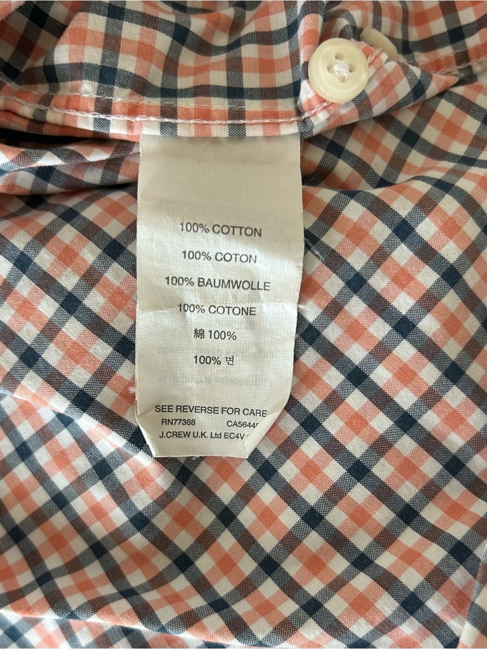 J. Crew Men's Button-Down Plaid Shirt - Orange and Navy Size XLT - Picture 5 of 6